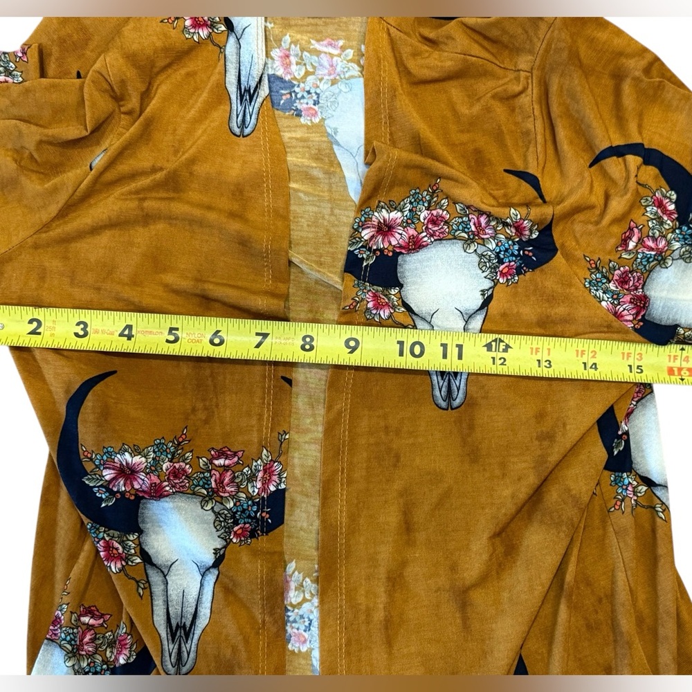 Moa Moa Women’s Lightweight Long Western Mustard Duster-with Bull Heads S - Picture 10 of 12